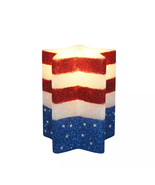 NEW Patriotic American Flag Sparkle Glitter Flameless LED Pillar Candle ... - $9.95