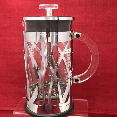 Starbuck Coffee Chrome BODUM French Press 8 Cup Criss Cross Art Deco Abstract - £21.41 GBP
