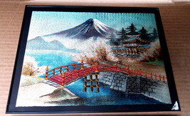 Two Japanese 12&quot; x 9&quot; Framed Silk Embroidered Paintings Pictures Vintage - £71.24 GBP