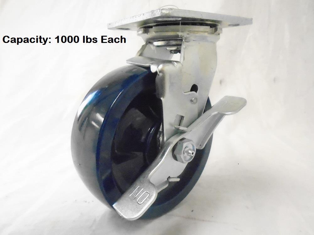 6&quot; x 2&quot; Swivel Caster w/ Brake Solid Polyurethane Elastomer Wheel Tool Box - $23.46