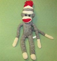 21&quot; Sock Monkey Sad Plush Schylling Solid Brown Stuffed Animal Red Lips Doll - £18.13 GBP