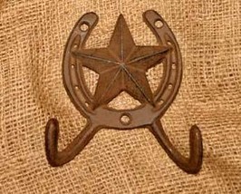 Rusty Iron Star and Horseshoe Hooks Home Decor - $8.98