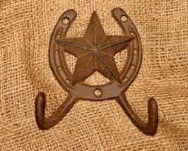 Rusty Iron Star and Horseshoe Hooks Home Decor - £7.17 GBP