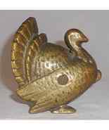 Antique Heavy Brass Still Penny Bank Golden Turkey Standing with Fanned ... - £117.47 GBP