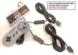 Pair of Controller Extender Cable Cords For Nintendo NES SNES Classic Mini New! - £9.48 GBP