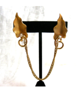 Vintage Gold Toned Leaf Faux Pearl Sweater Scarf Clip 15-t - $34.64