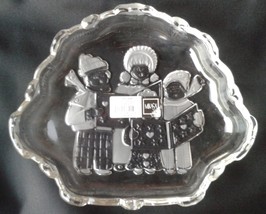 MIKASA Glass Embossed Christmas Carolers Glass Candy Dish - £3.97 GBP