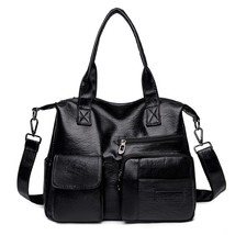 Vintage Casual Style Big Shoulder Bags for Women PU Leather Solid Color Luxury T - £39.73 GBP