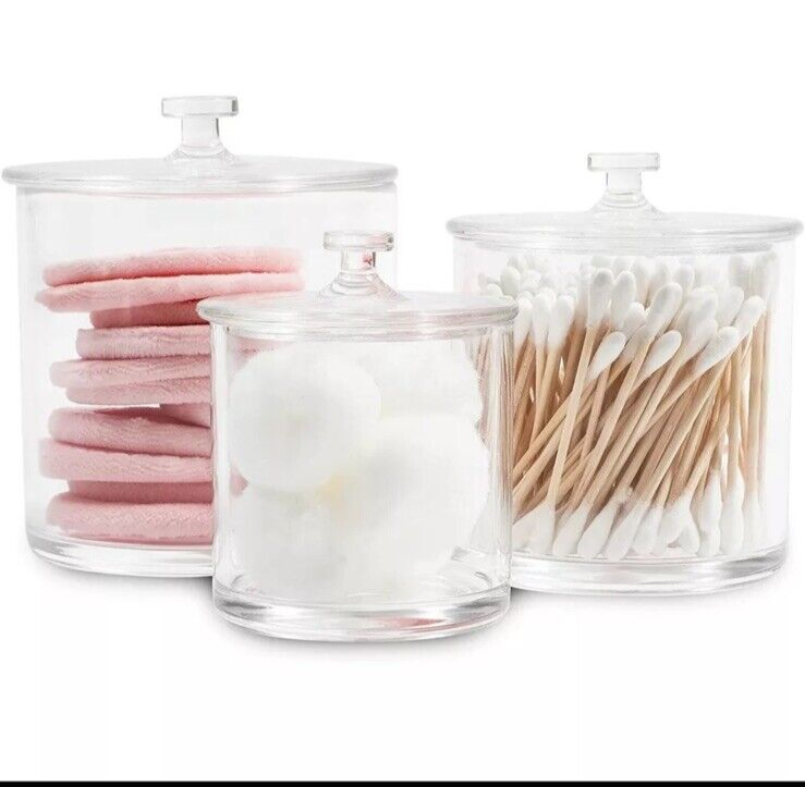 3 Pack Acrylic Apothecary Jars Container for Bathroom Vanity Organizer, ... - $7.80