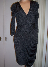 NWT Cynthia Steffe Black Gray Faux Wrap Knit Dress Side Ruching Sz Small $295 - £54.38 GBP