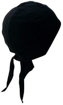 Black Bandana Head Wrap, Stretchy Cotton Motorcycle Helmet Liner Biker Skull Cap - £9.58 GBP