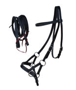 Challenger USA Horse Western Leather Tack Bitless Sidepull Bridle Rein Cob - $59.39