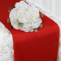 Red Polyester 12X108&quot;&quot; Table Runner Wedding Party Kitchen Linens Dinner Sale Gif - £5.32 GBP