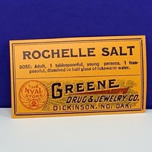 Drug store pharmacy ephemera label advertising Greene Rochelle salt dick... - $11.83
