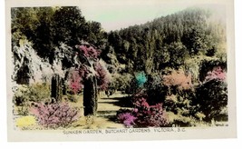 Sunken Garden Butchart Gardens Victoria BC Canada RPPC hand painted postcard - £7.90 GBP