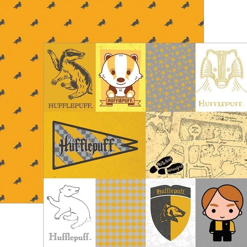 Harry Potter hufflepuff Tag Double Sided 12X12 Scrapbook Paper - Single ... - $1.73