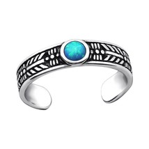 925 Silver Toe Ring with Azure Opal - $16.82