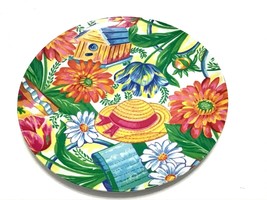 Melamine Dinner Plates Set 4 Flower Bright Plastic 9.5&quot; Picnic Camping P... - $15.29