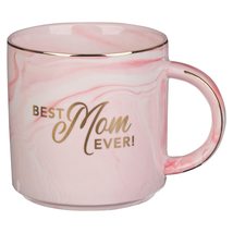 With Love Coffee Mug Best Mom Ever! Pink Marble Swirl Gold Lettering and... - $10.88