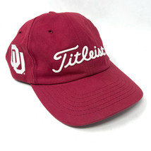 Vintage Titleist OU Oklahoma Sooners Hat Cap Strapback Red Texace Made in USA - £30.50 GBP