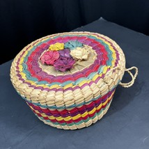 Tortillero de Palma Mexican Handmade Tortilla Warmer Basket 8.5 in diame... - $16.95