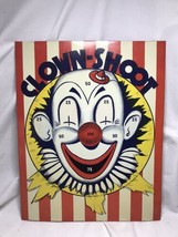 Vintage 1950s Clown Shoot Dart Base Ball Metal Tin Sign Game - £79.38 GBP