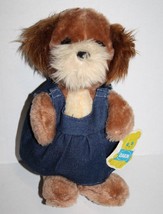 R Dakin Maw Dawg Dog Plush Stuffed Animal 31-2947 Denim Dress Soft Toy Vtg 1981 - $18.39