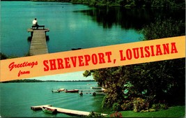 Dual View Banner Greetings From Shreveport LA Louisiana Chrome Postcard E10 - £2.32 GBP
