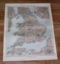 1927 Original Vintage Italian Map Of England Wales London Manchester Liverpool - £22.26 GBP