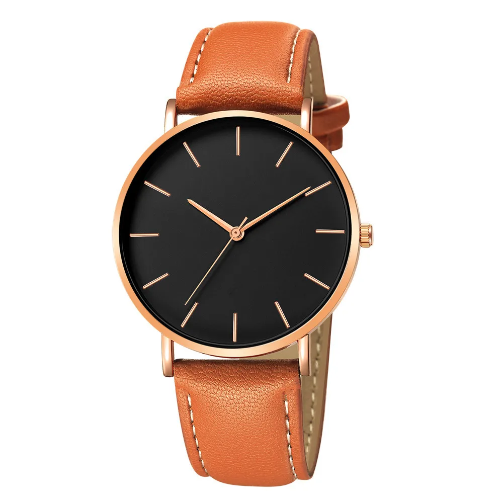 Luxury Men&#39;s Watch New Fashion Simple Leather Gold Silver Dial Men Watch... - £11.98 GBP