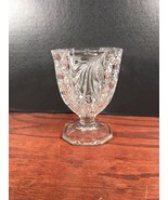 Vintage clear PRESSED GLASS Footed Pedestal  Candy Dish Fruit Pattern. ABP - £7.96 GBP