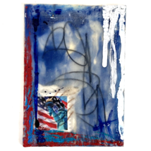 ACEO Libertys Whisper Original Encaustic Wax Collage Painting Tristina Elmes ATC - £12.13 GBP