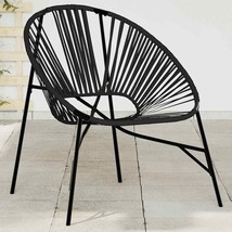 vidaXL Garden Egg Chair Black Poly Rattan, Powder-Coated Steel Standard - $3,894.41 MXN