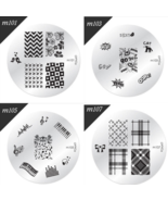 4Pack Konad Stamping Nail Art Round Image Plate 101/103/105/107 For Stam... - $27.15 CAD