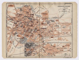 1926 Original Vintage City Map Of CLERMONT-FERRAND / Auvergne / France - £17.13 GBP