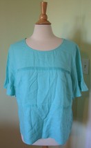 Pure Collection Laundered Linen Ruffle Sleeve Top Mint New Nwt Us 14 16 - £23.63 GBP