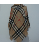 Vintage Autentic Burberry Large Wool Nova Check Square Scarf Cape 53&quot;/134cm - $170.00