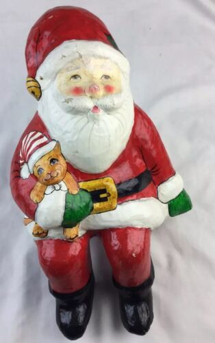 Silvestri Handpainted Papier Mache Santa Claus Shelf Sitter Figure 16” vtg - $24.73