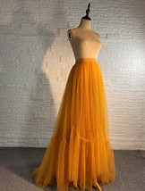 Rust Tiered Tulle Maxi Skirt Plus Size Women Layered Tulle Skirt for Wedding