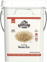 Augason Farms Brown Rice 24lb Large Bucket Bulk Emergency Long Trm Food Storage  - £39.06 GBP
