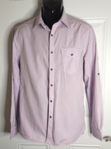 Kenneth Cole REACTION Lavender Long Sleeve Button Down Flap Pocket Men&#39;s Shirt L - £15.27 GBP