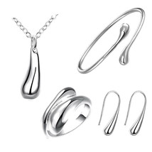 Liquid Silver Necklace Ring Bracelet and Earrings Set Sterling Silver - £11.90 GBP