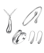 Liquid Silver Necklace Ring Bracelet and Earrings Set Sterling Silver - £11.90 GBP
