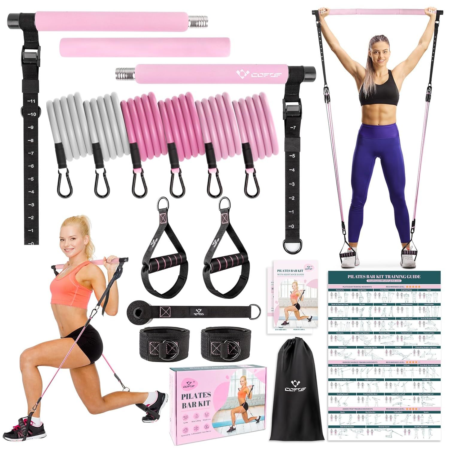Primary image for Pilates Bar Kit With Resistance Bands, Multifunctional Yoga Pilates Bar With Hea