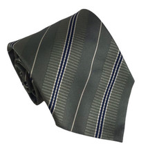 Armani Collezioni Men&#39;s Silk Neck Tie Gray Grey Black Stripes Made In Italy - $32.47