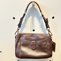 Prada Brown Distressed Leather Top Zip Vintage Shoulder Bag Purse 1202KA - $200.00