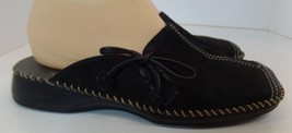 Nurture &quot;MAJOR&quot; Black Leather Bow &amp; Wide Stitching Details Slip on Mules Sz 9.5 - £20.09 GBP