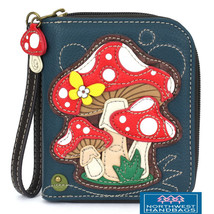MUSHROOM BUTTERFLY ZIP AROUND WALLET WRISTLET NAVY CHALA - $682.58 MXN