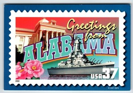 Greetings From Alabama Large Letter Chrome Postcard Unused USPS 2001 Battleship - £6.79 GBP