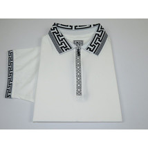 Men Sports Shirt DE-NIKO Short Sleeves Cotton Zipper Polo Shirt DBK104 White image 6